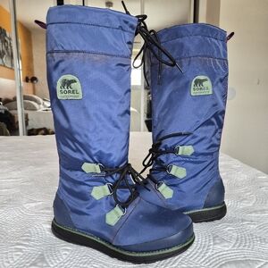 GUC SOREL 88 Tall Winter Snow Boots Waterproof Lined Navy Women 7